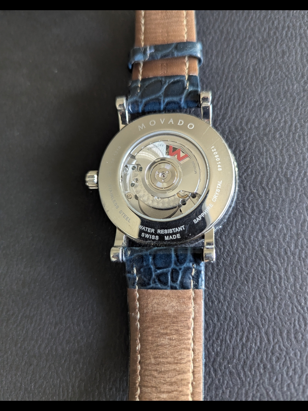 Movado Black Dial Diamond Bezel Watch with Black Strap - Picture 12 of 14